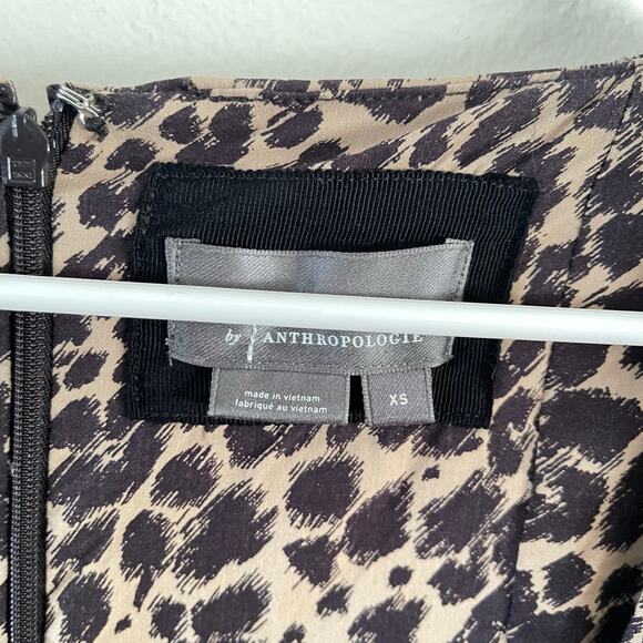 Anthropologie The Cecily Midi Dress Womens XS Brown Tan Animal Print Fit & Flare - Picture 4 of 9